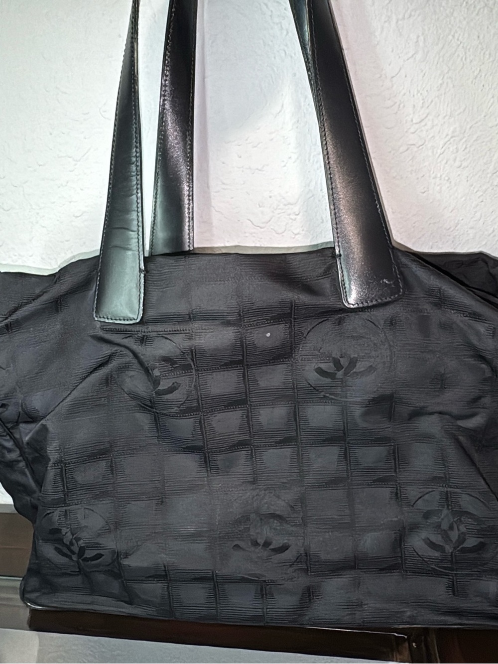 CHANEL Black Quilted Logo Tote Bag
